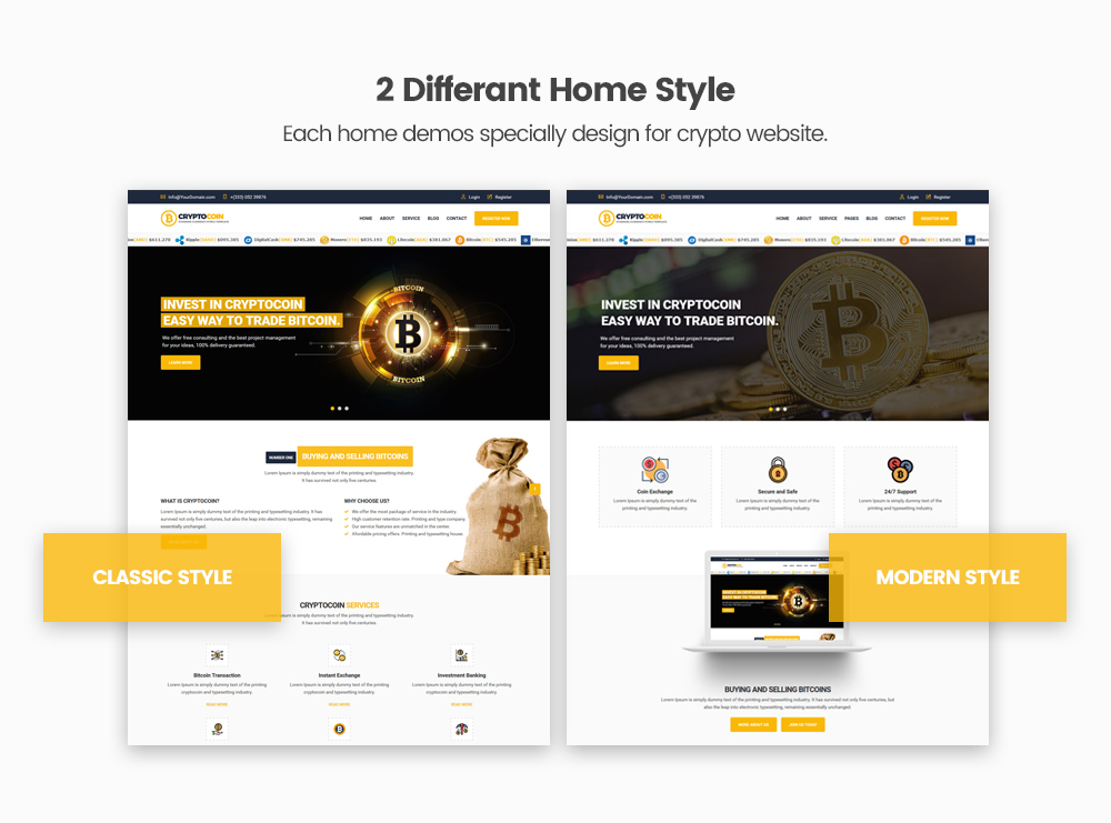 CryptoCoin | Bitcoin Crypto Currency Template