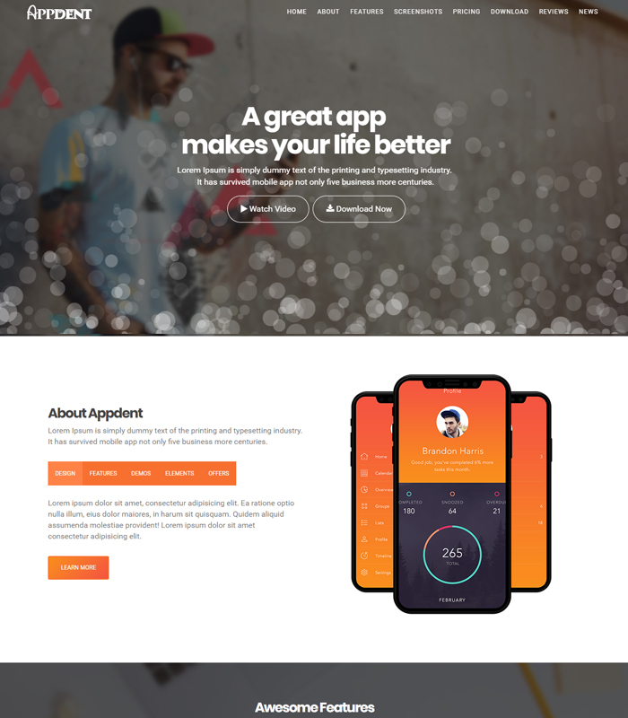 Appdent App Landing Page Demo